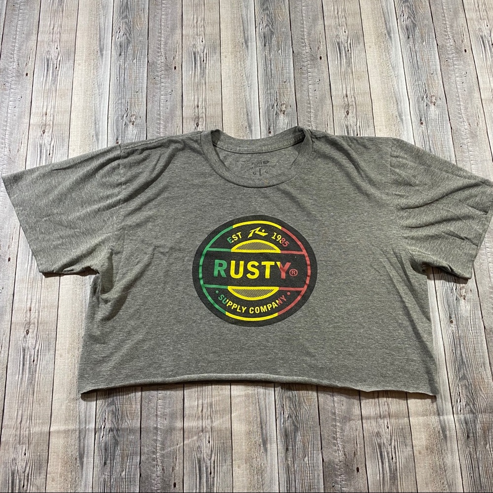 Repurposed Rusty Rasta Colors Crop Top Shirt